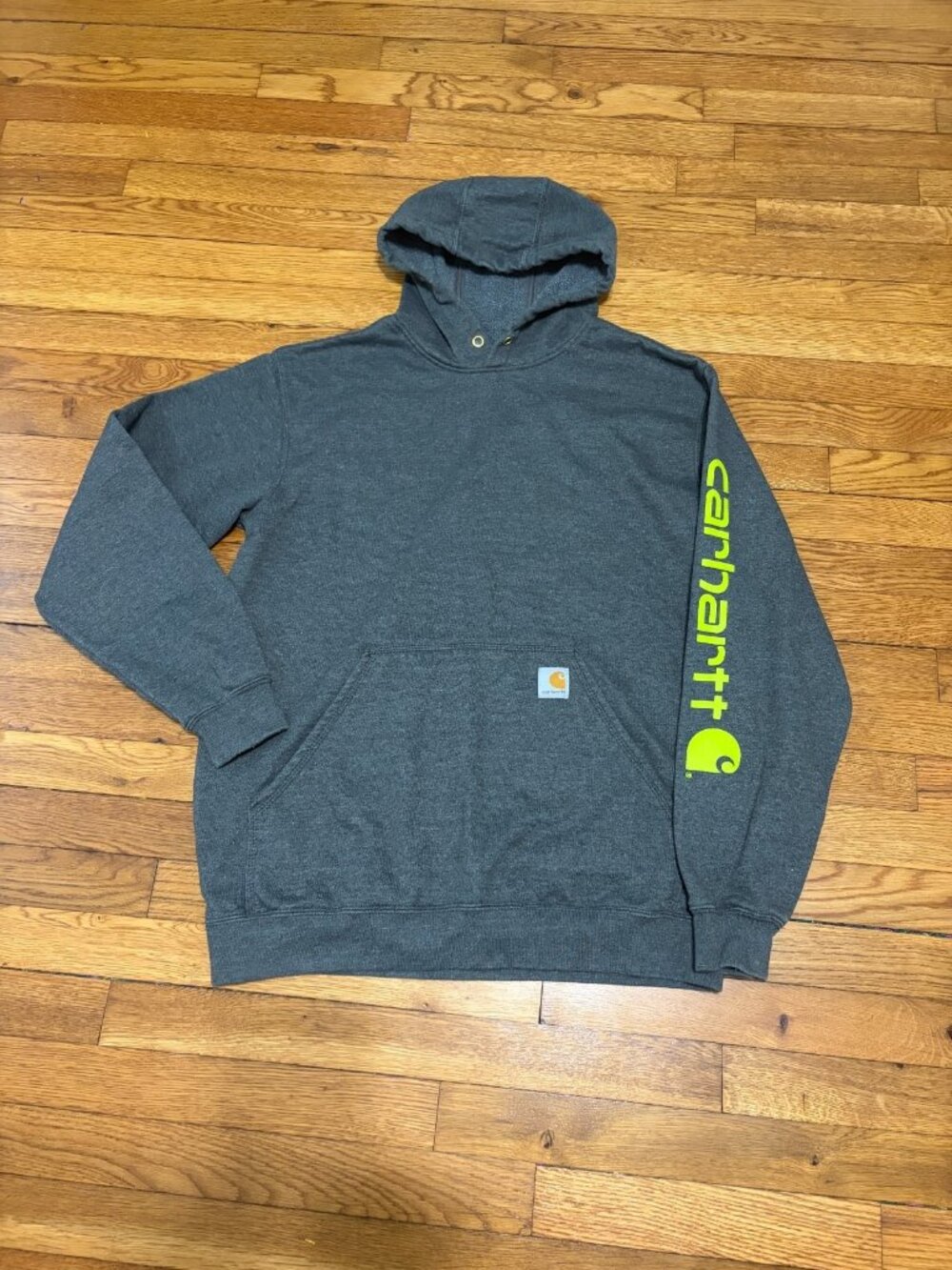 Carhartt Mens Hoodie Sweatshirt Size Medium Gray Loose Fit K288 Logo Sleeve